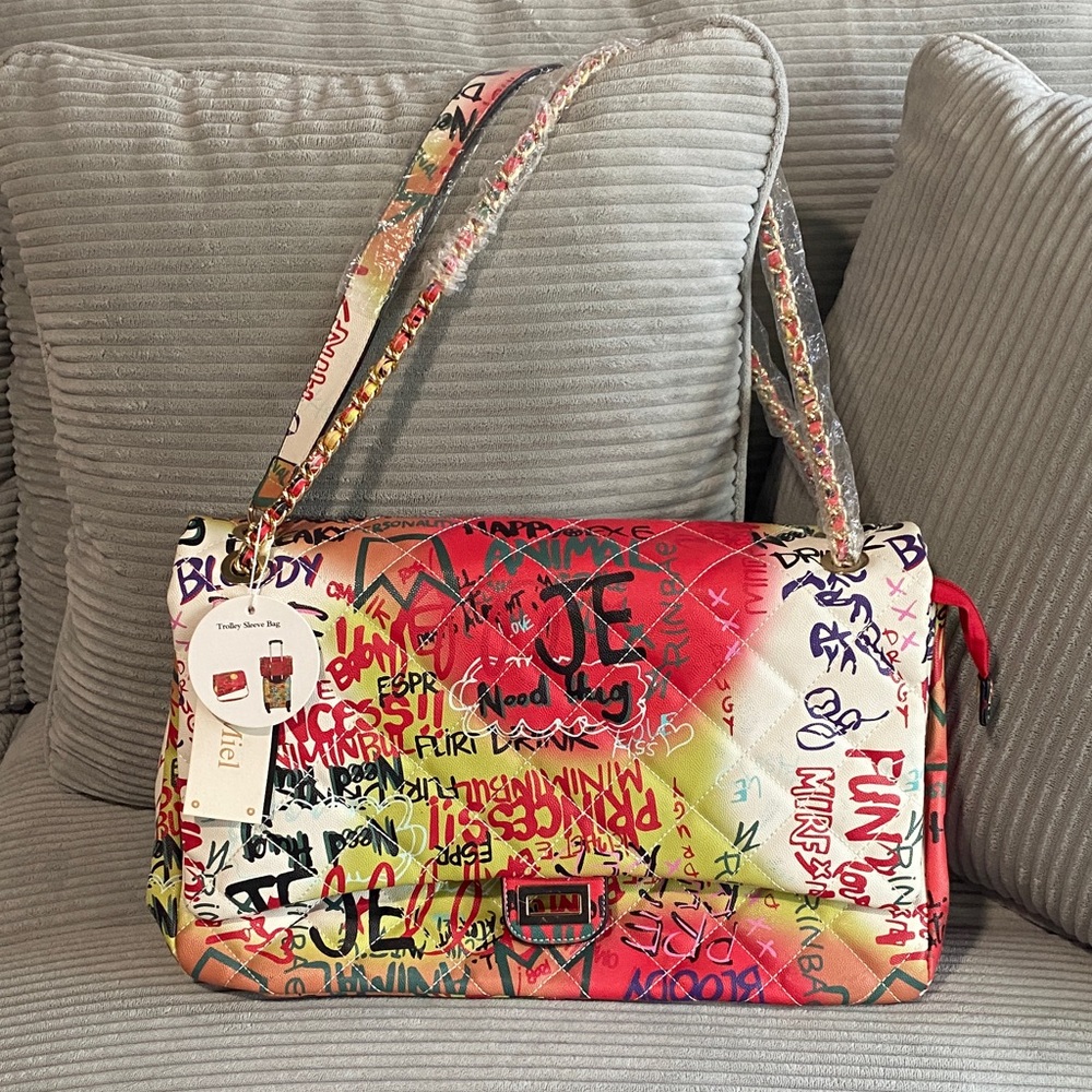 Playful Graffiti Shoulder Bag - Multicolor